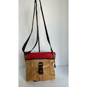 The Sak Women’s Red Brown Leather Crossbody Purse Bag